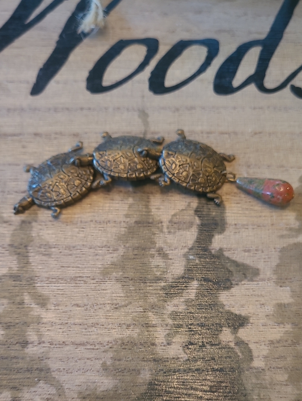 Vintage Stacked Turtle Pendant